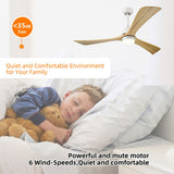 Simple Wooden Ceiling Fan With LED Light And Remote