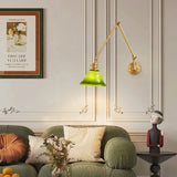 Vintage Adjustable Green Glass Wall Light
