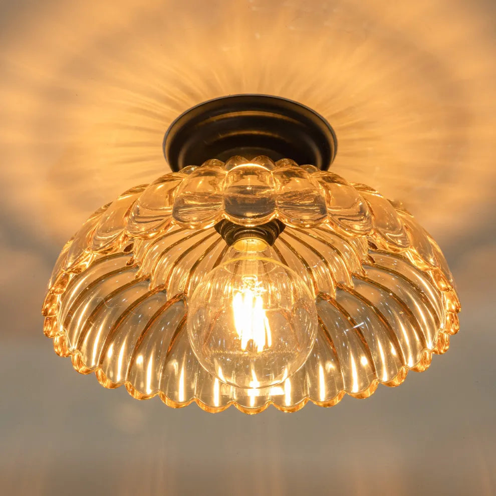 Tyalez Elegance Scalloped Clear Glass Ceiling Light