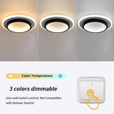 Tyalez Acrylic LED Mini Ceiling Lights, black, 24cm, round, 3 Light Colors Changeable