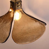 Vintage Copper Brown Pendant Lamp with Flower Glass Design