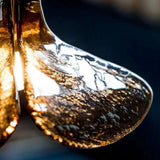 Vintage Copper Brown Pendant Lamp with Flower Glass Design
