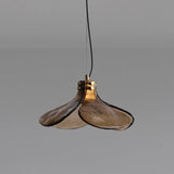 Vintage Copper Brown Pendant Lamp with Flower Glass Design