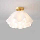 Tyalez Modern White Flower Semi Flush Mount Ceiling Lamp