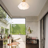 Tyalez Modern White Flower Semi Flush Mount Ceiling Lamp