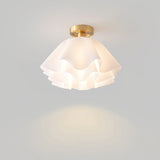 Tyalez Modern White Flower Semi Flush Mount Ceiling Lamp
