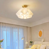 Tyalez Modern White Flower Semi Flush Mount Ceiling Lamp