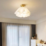 Tyalez Modern White Flower Semi Flush Mount Ceiling Lamp