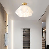 Tyalez Modern White Flower Semi Flush Mount Ceiling Lamp
