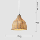 Tyalez Hand Rattan Basket Dining Room Pendant Light
