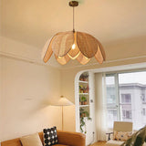 Tyalez Japanese Style Handmade Wabi-sabi Petal Shape Rattan Pendant Light