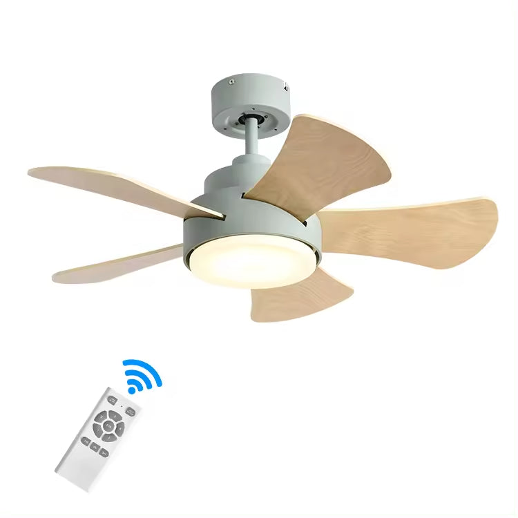 Tyalez Scandinavian Wood Flush Ceiling Fan With LED Lighting