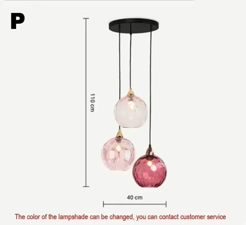 Tyalez Modern Simple Colored Water Pattern Glass Ball Pendant Light