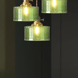 Vintage Emerald Pattern Glass Hanging Light