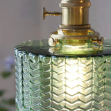 Vintage Emerald Pattern Glass Hanging Light