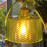 Vintage Emerald Pattern Glass Hanging Light