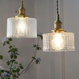 Vintage Emerald Pattern Glass Hanging Light