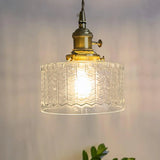 Vintage Emerald Pattern Glass Hanging Light