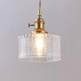 Vintage Emerald Pattern Glass Hanging Light