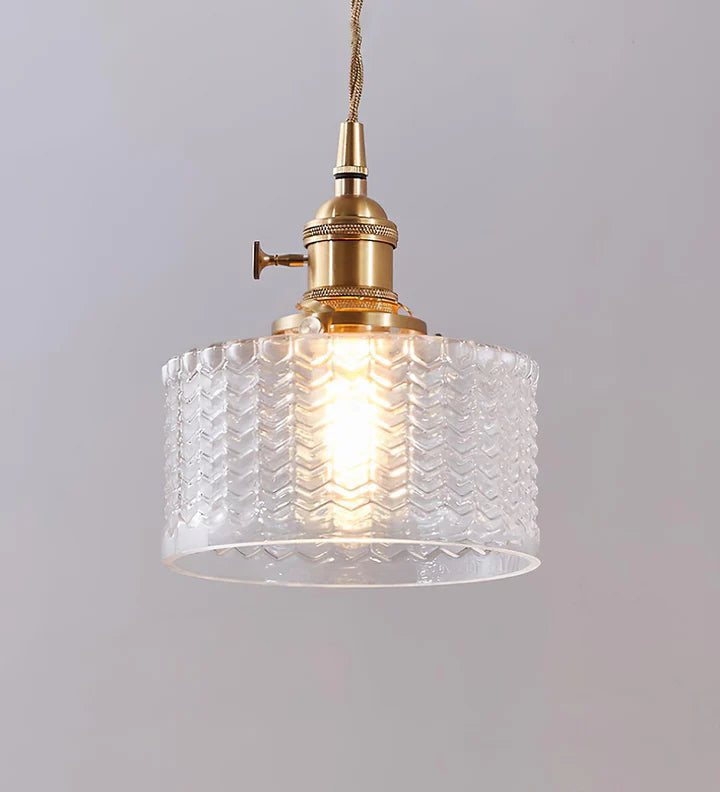 Vintage Emerald Pattern Glass Hanging Light