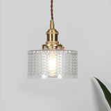Vintage Emerald Pattern Glass Hanging Light
