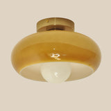 Retro Round Glass Ceiling Light – Elegant Semi-Flush Fixture
