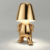 Tyalez Cute Gold Man Statue LED Table Lamp