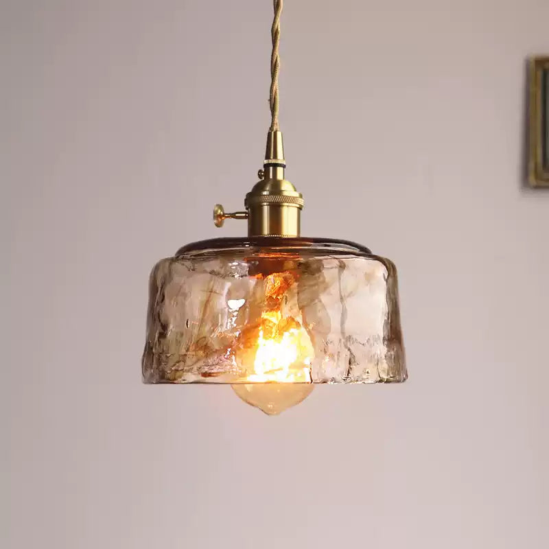Nostalgic Retro Brass Glass Pendant Light