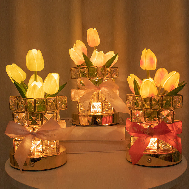 Tyalez 2025 New Crystal Floral Table Lamp