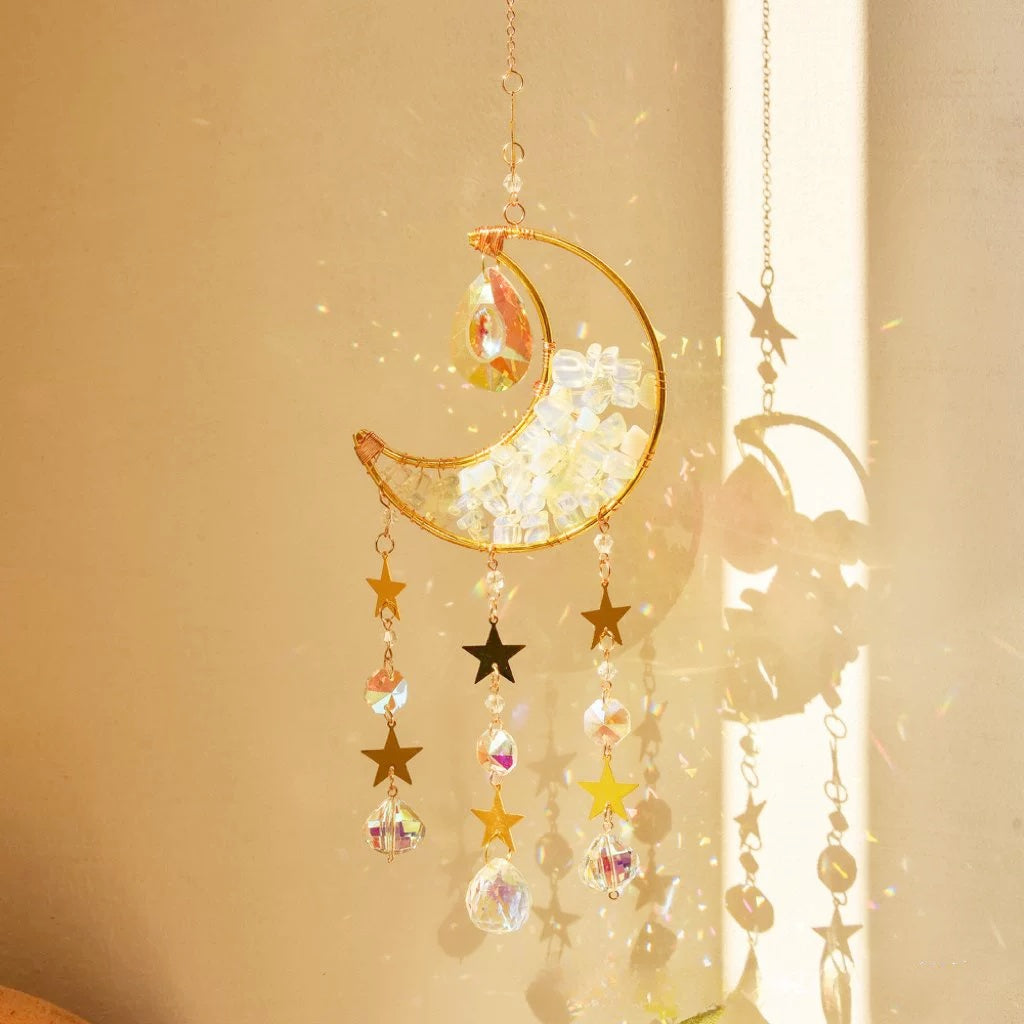 Tyalez Amethyst Crystal Moon Suncatcher