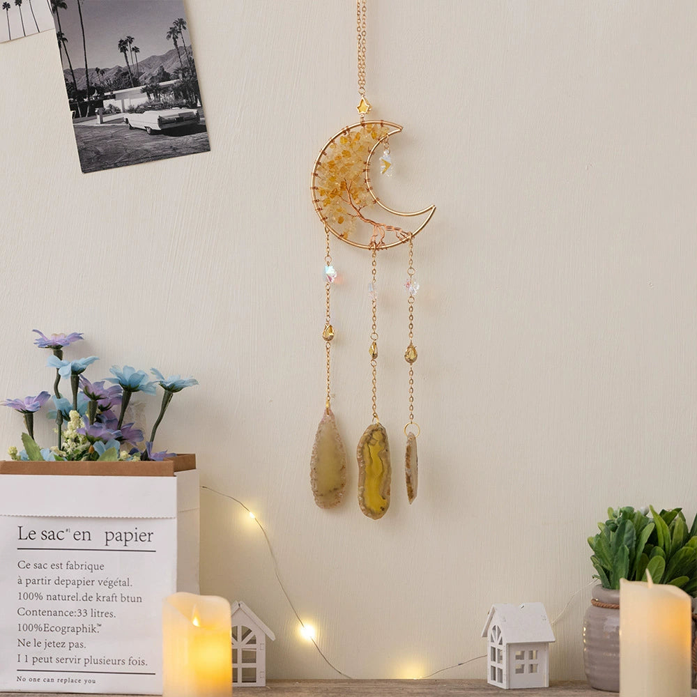 Tyalez Amethyst Crystal Moon Suncatcher