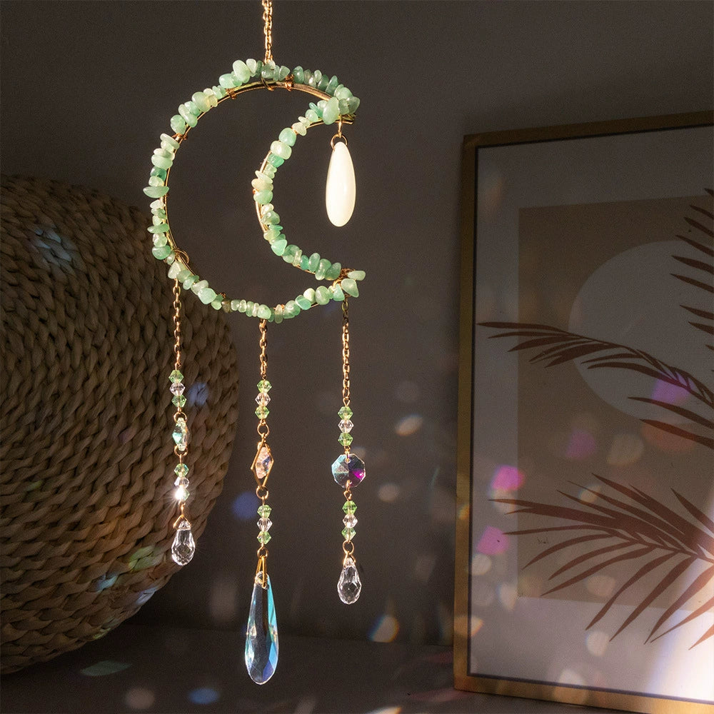 Tyalez Amethyst Crystal Moon Suncatcher