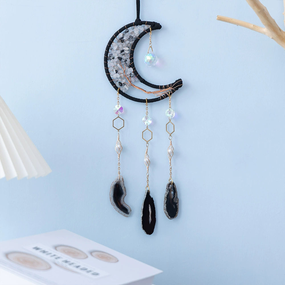 Tyalez Amethyst Crystal Moon Suncatcher