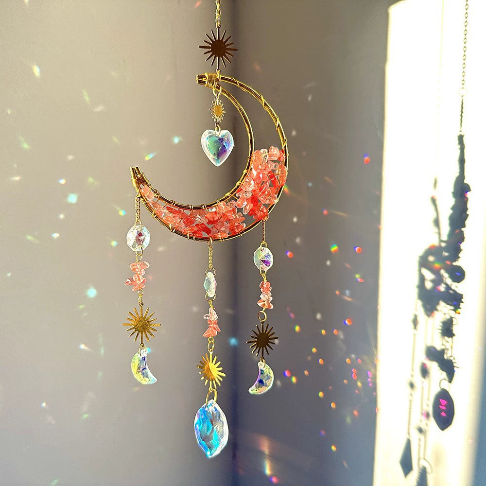 Tyalez Amethyst Crystal Moon Suncatcher