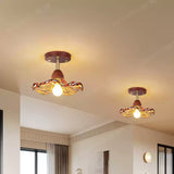 Vintage Glass Petal Flush Mount Ceiling Light for Bedroom & Hallway