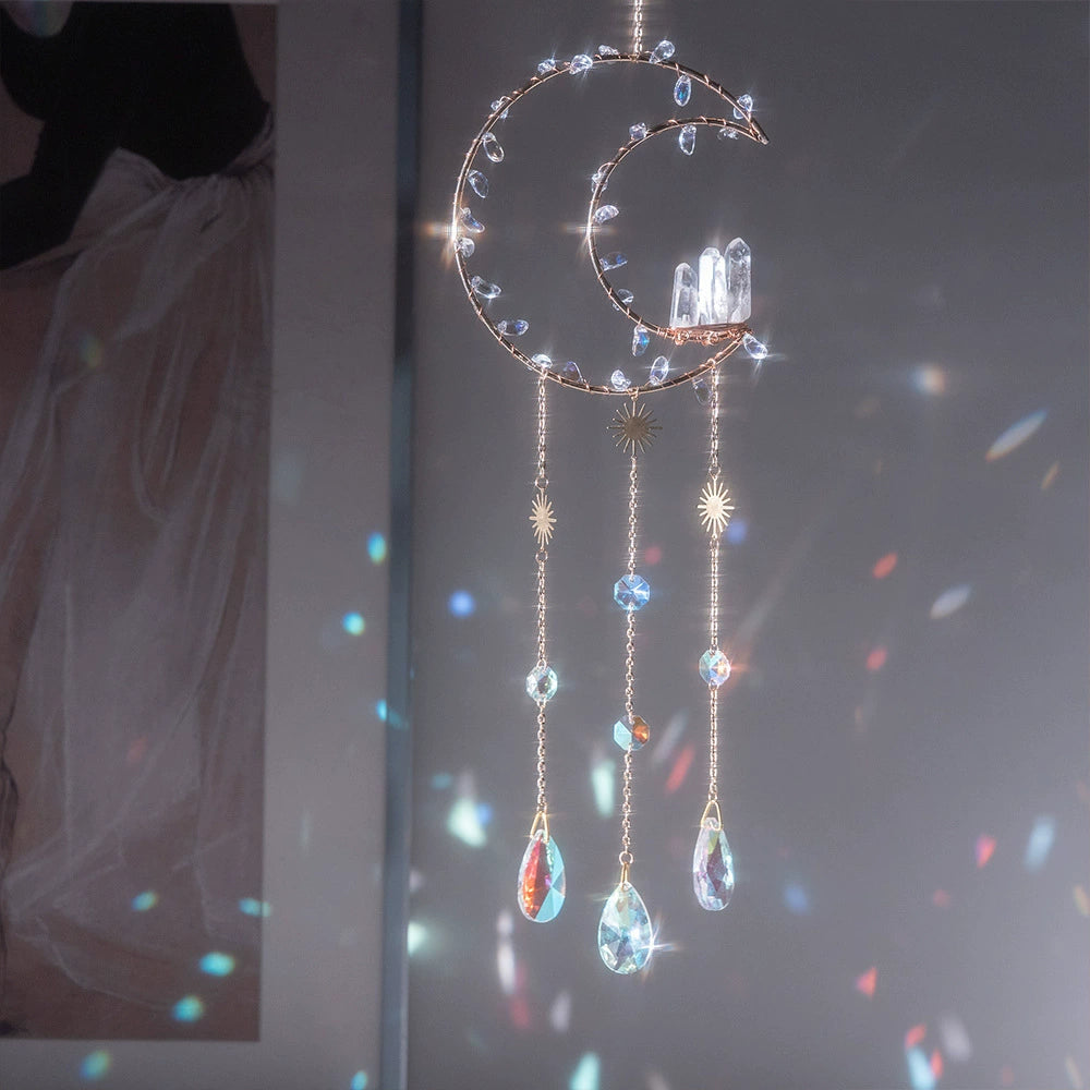 Tyalez Amethyst Crystal Moon Suncatcher