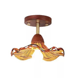 Vintage Glass Petal Flush Mount Ceiling Light for Bedroom & Hallway