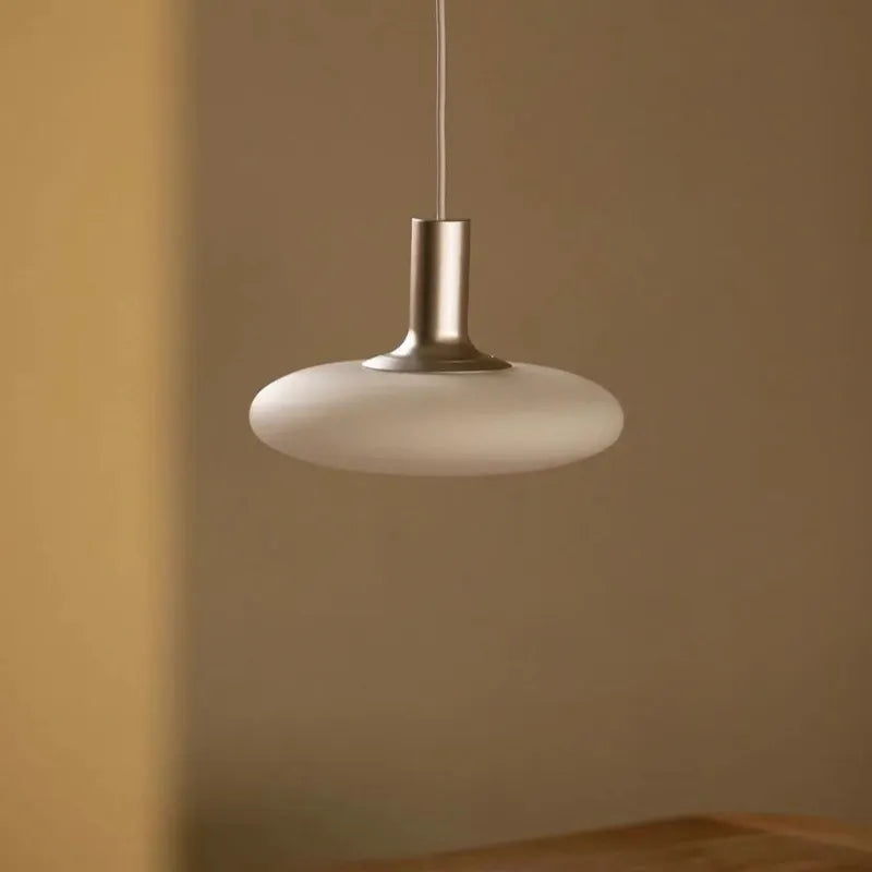 Nordic Minimalist Cream Glass Chandelier – Modern Bedroom Lamp