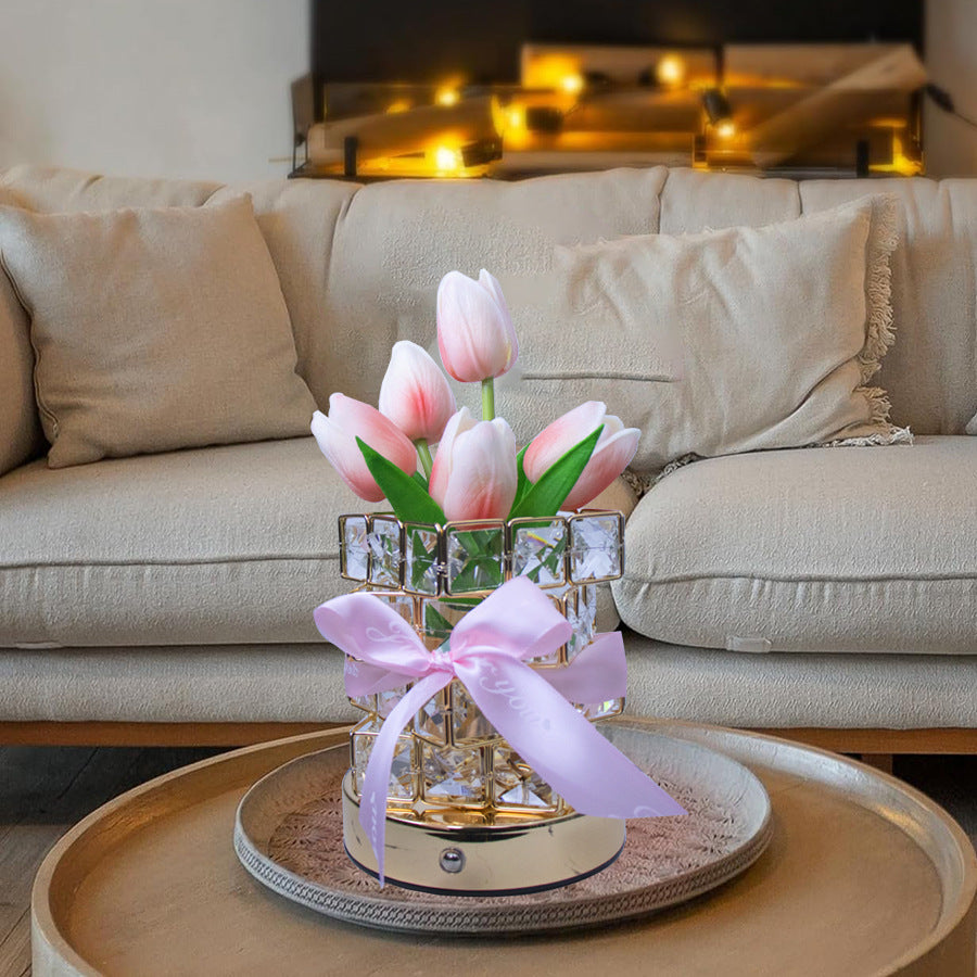 Tyalez 2025 New Crystal Floral Table Lamp