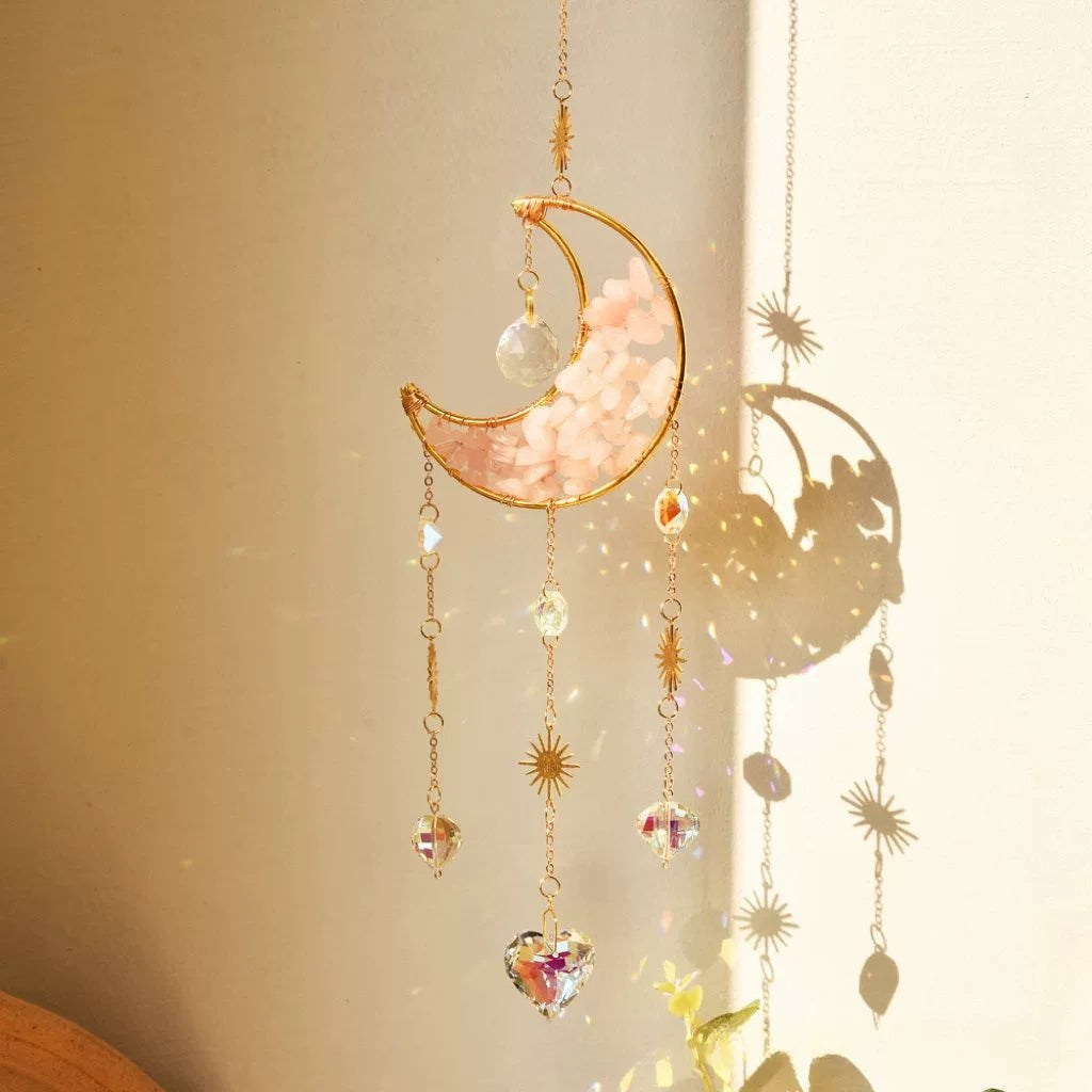 Tyalez Amethyst Crystal Moon Suncatcher