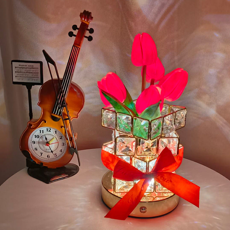 Tyalez 2025 New Crystal Floral Table Lamp