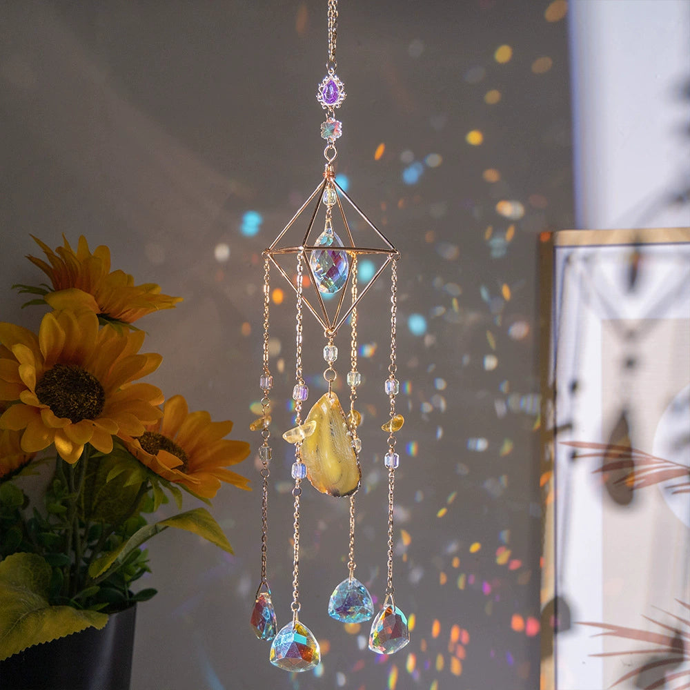 Tyalez Amethyst Crystal Moon Suncatcher
