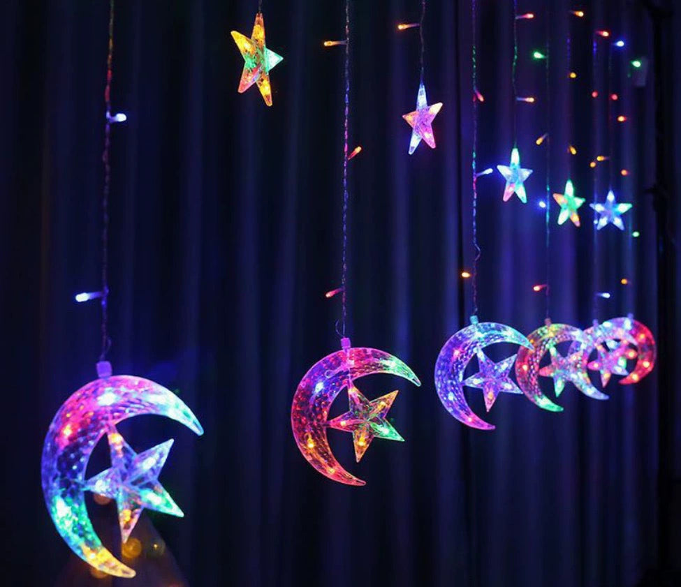 Tyalez LED Curtain Lights（For Ramadan, Wedding, Birthday, Graduation, Party，Garden Decorations)