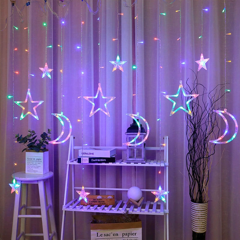Tyalez LED Curtain Lights（For Ramadan, Wedding, Birthday, Graduation, Party，Garden Decorations)