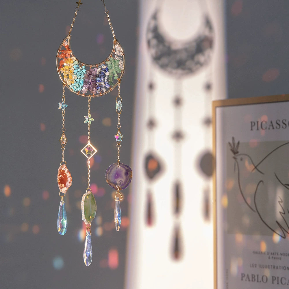 Tyalez Amethyst Crystal Moon Suncatcher
