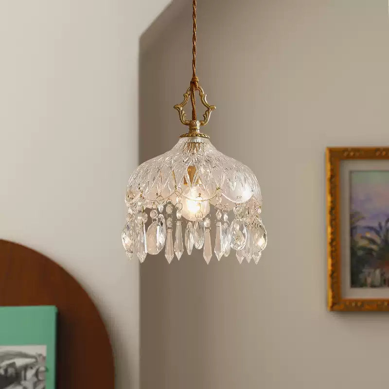 Crystal Floral Pendant Light – Luxurious Scandinavian Vintage Brass Pendant