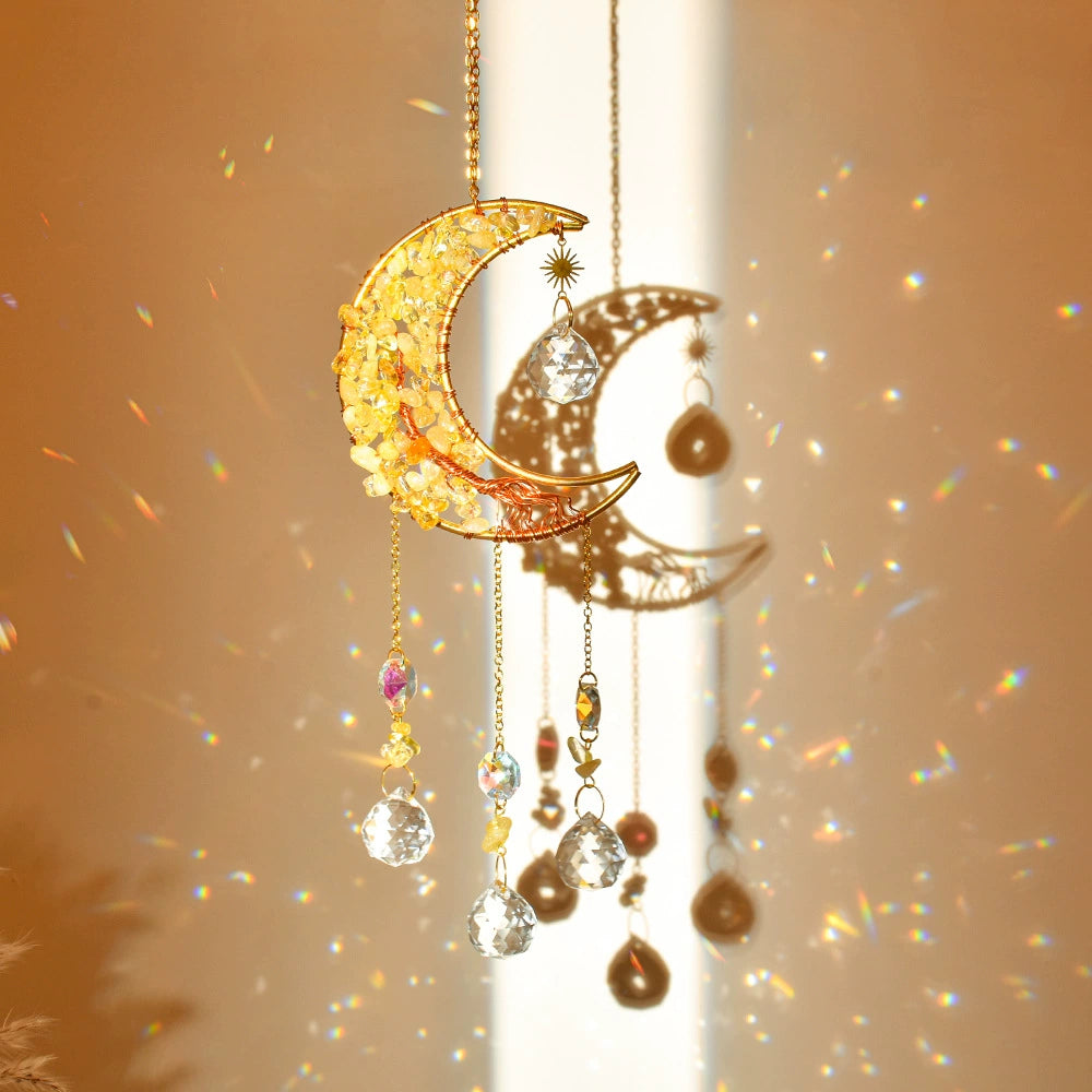 Tyalez Amethyst Crystal Moon Suncatcher