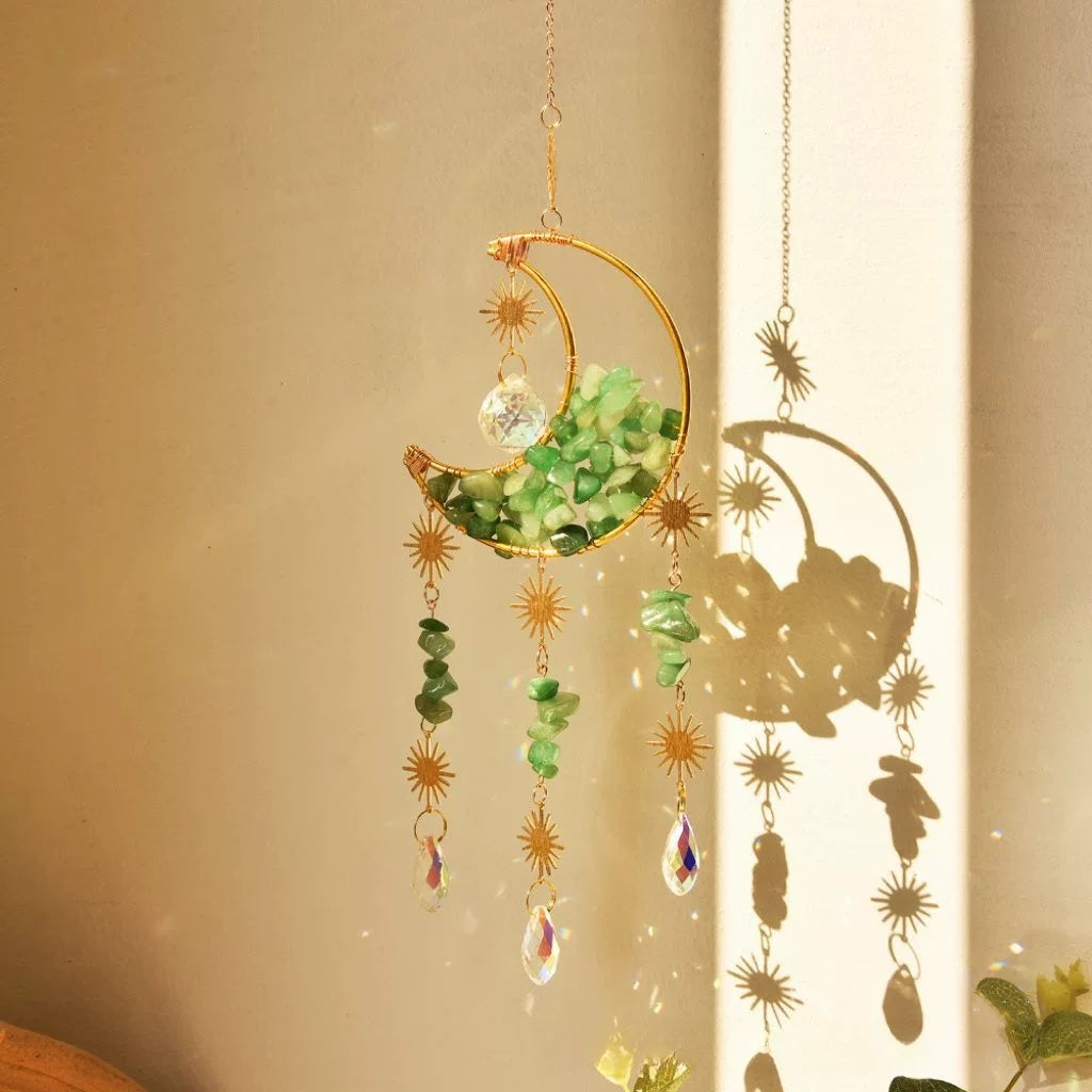 Tyalez Amethyst Crystal Moon Suncatcher