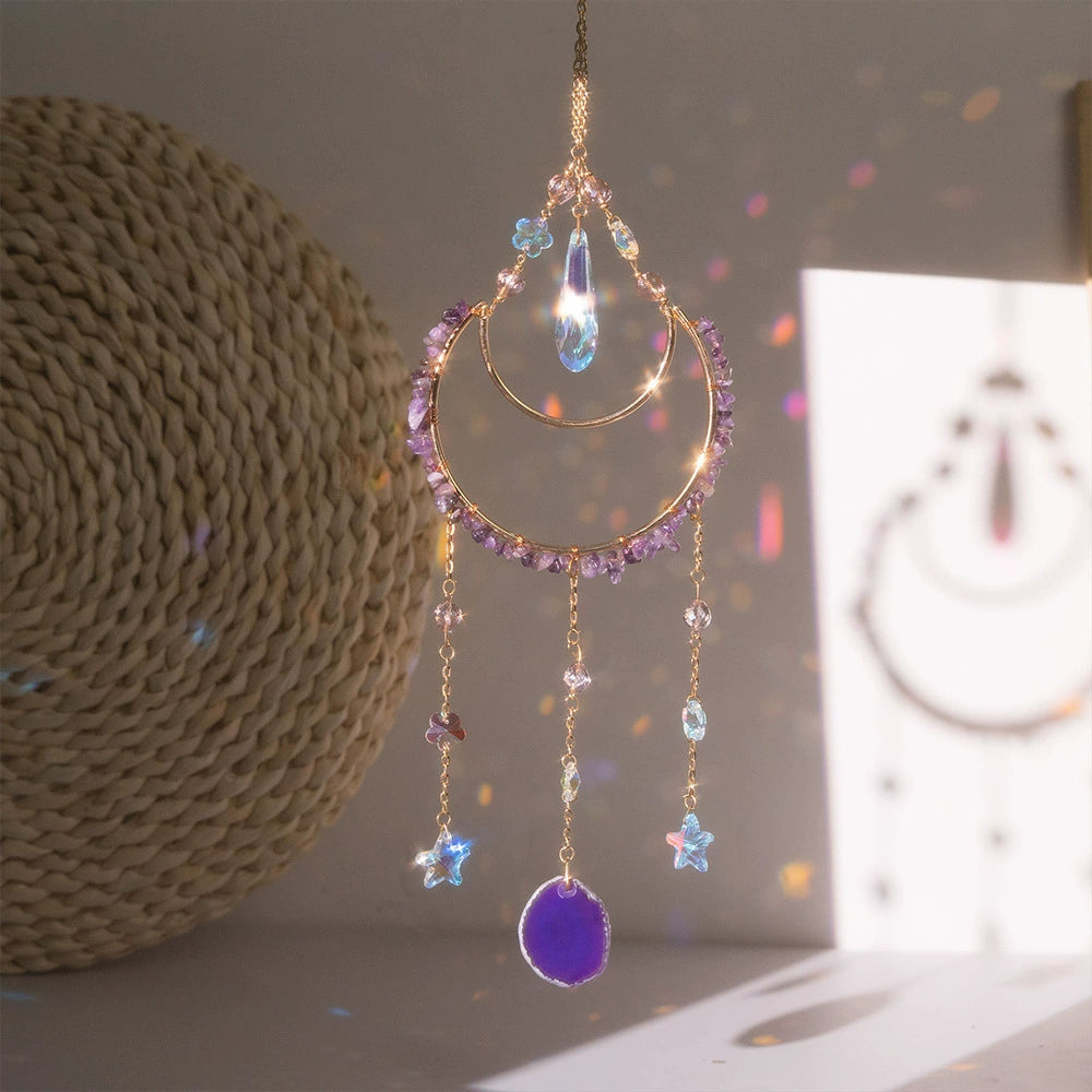 Tyalez Amethyst Crystal Moon Suncatcher