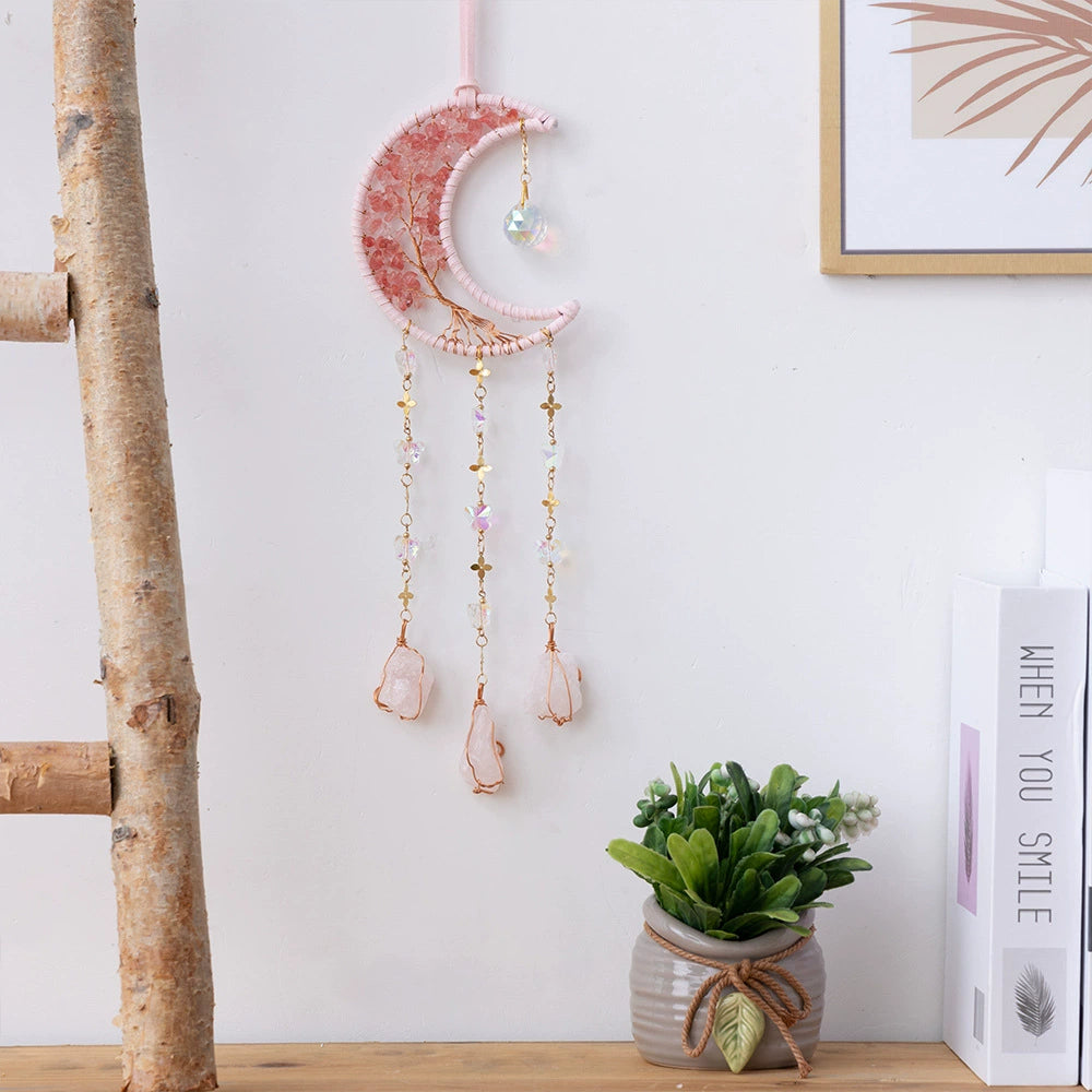 Tyalez Amethyst Crystal Moon Suncatcher